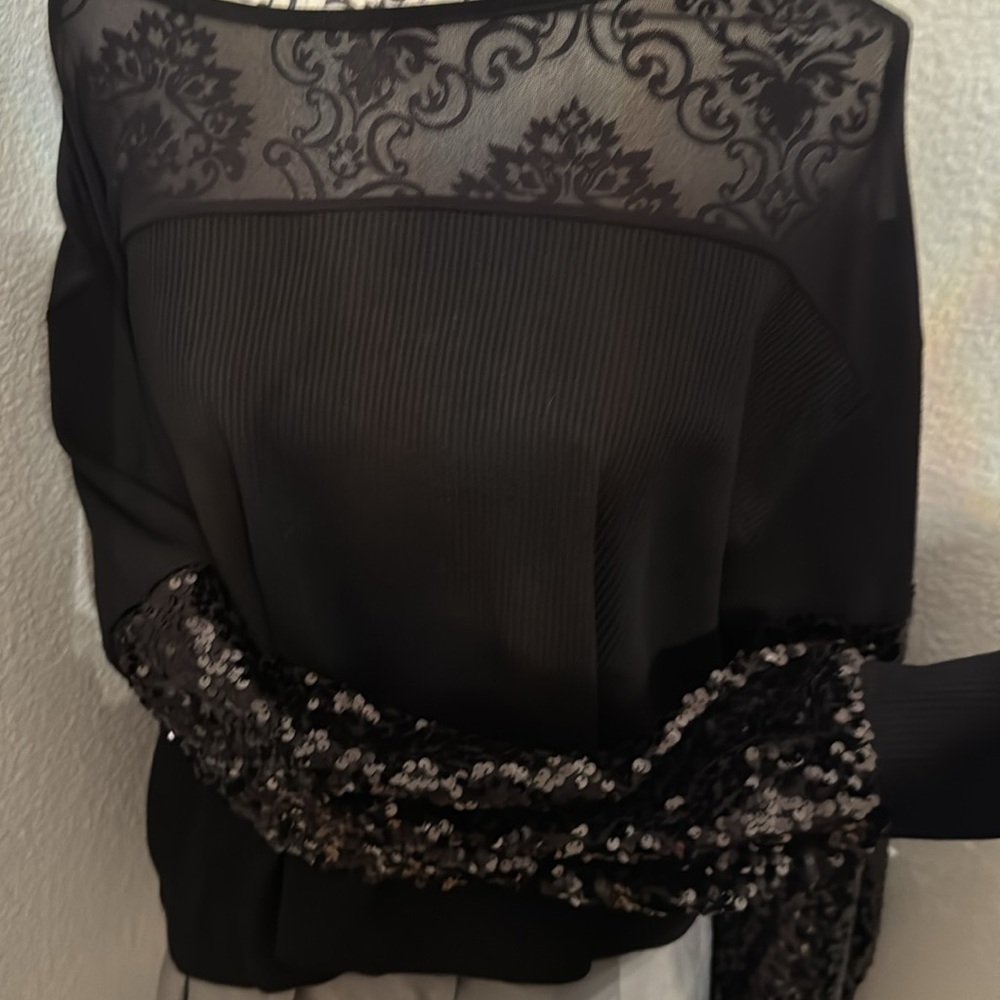 NWT Southern Grace sequin sleeve top